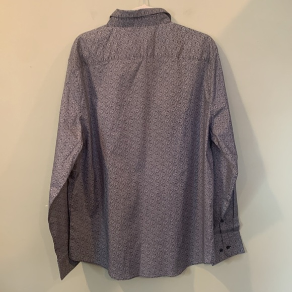 Perry Ellis Men’s XL Extra Large Button Up Long Sleeve Shirt Black White Pattern - Picture 2 of 5